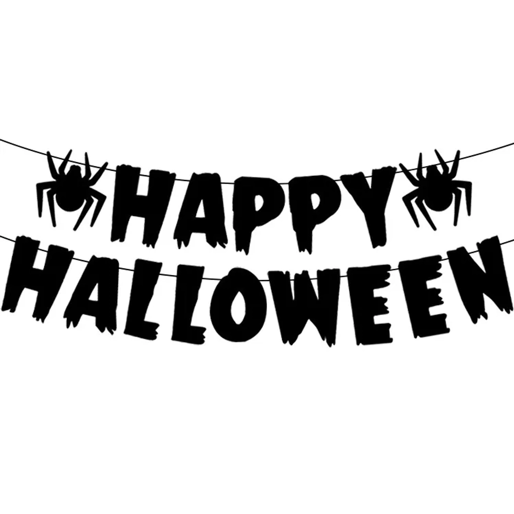 Гирлянда Happy Halloween Пауки Черный 500 см. 17 см.
