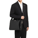 PRADA Saffiano Shiny Leather Briefcase, Handbag Men"s Black