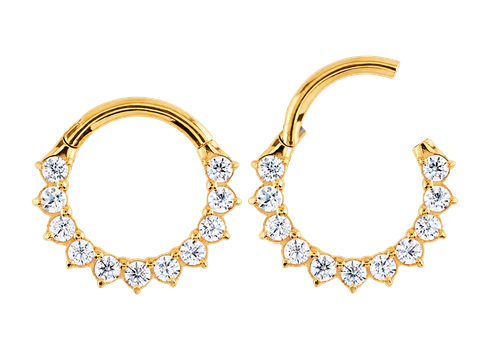 Кликер фронтальный из кобальт-хрома с кристаллами Premium Zirconia с золотым PVD