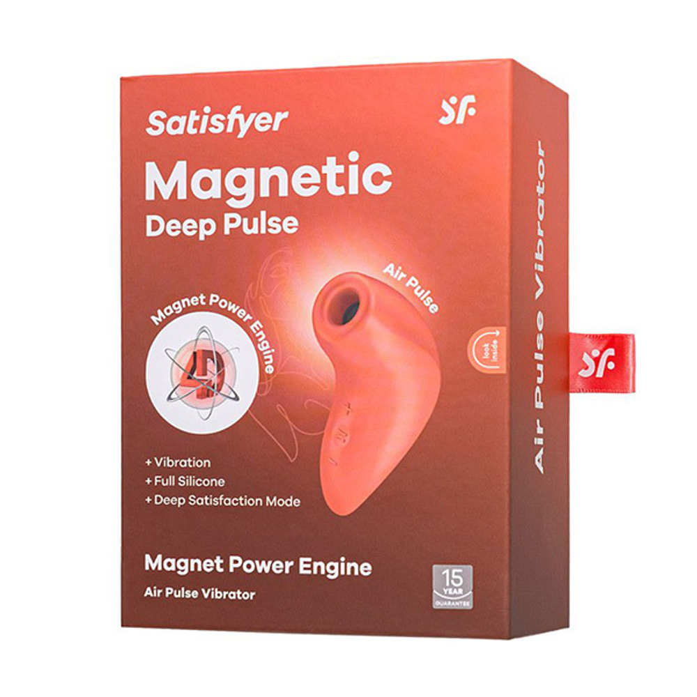 Оранжевый вакуум-волновой бесконтактный стимулятор клитора 11,6см Satisfyer Magnetic Deep Pulse