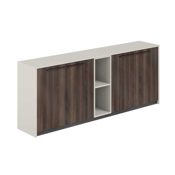 RF.327.PG.DA.PG / Шкаф низкий (2 шт) со стеллажом, 2140х410х842 / корпус: жемчужно-серый, фасады: дуб адриа