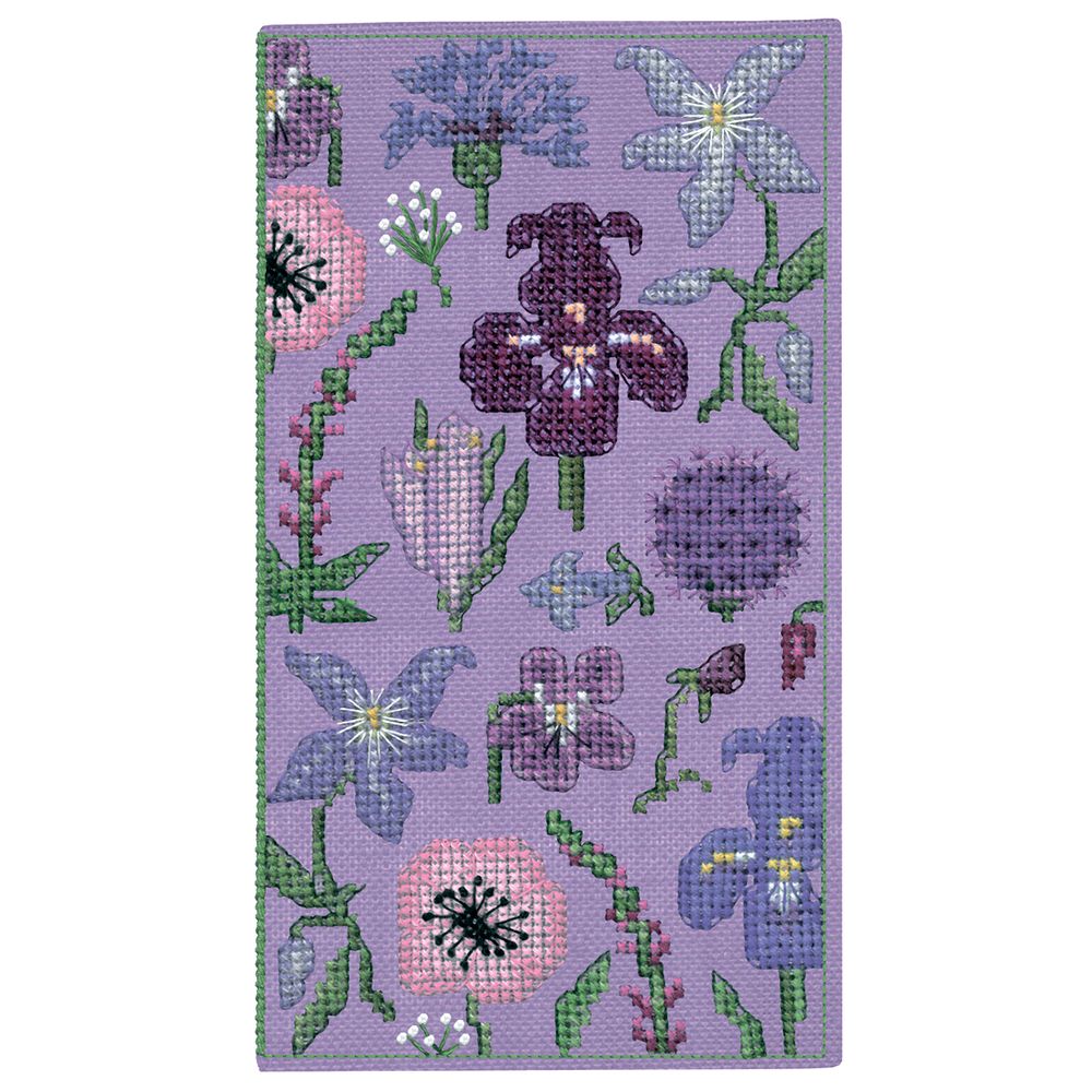 Набор для вышивания нитками Le Bonheur des Dames футляра для очков Étui À Lunettes Mauve (Лиловые цветы), 9х16,5 см