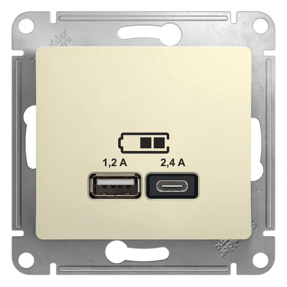 Розетка с USB A+C Systeme Electric Glossa Бежевый GSL000239