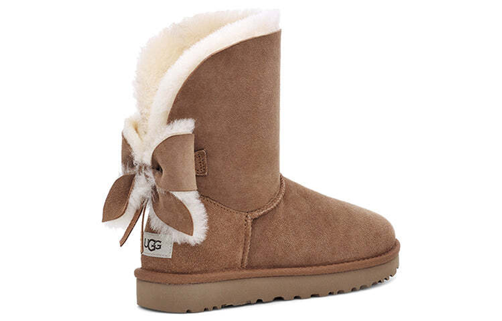 UGG Угги Classic Short Cuffed Bow Fleece Lined, коричневый
