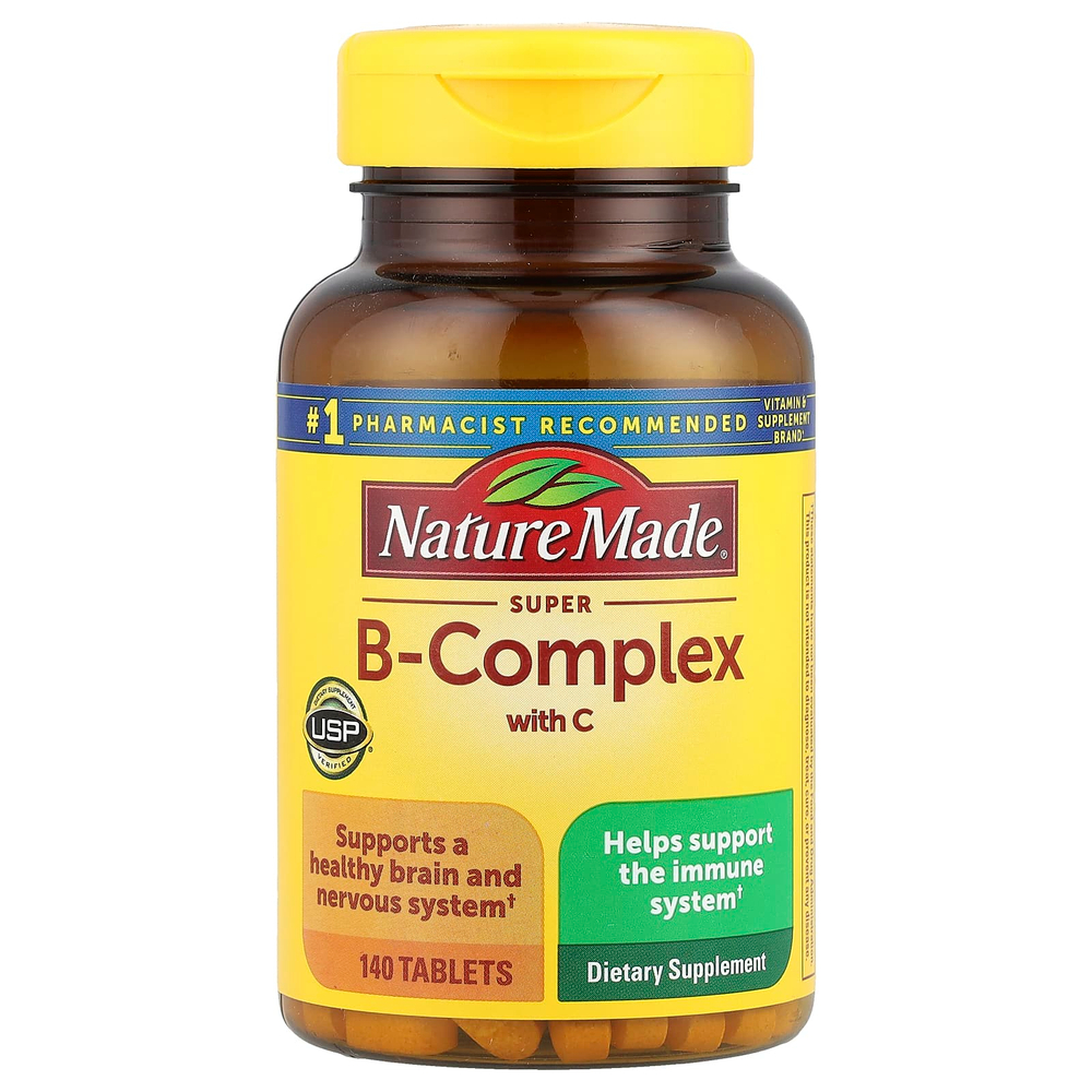 Nature Made, Super B-Complex с витамином C, 140 таблеток