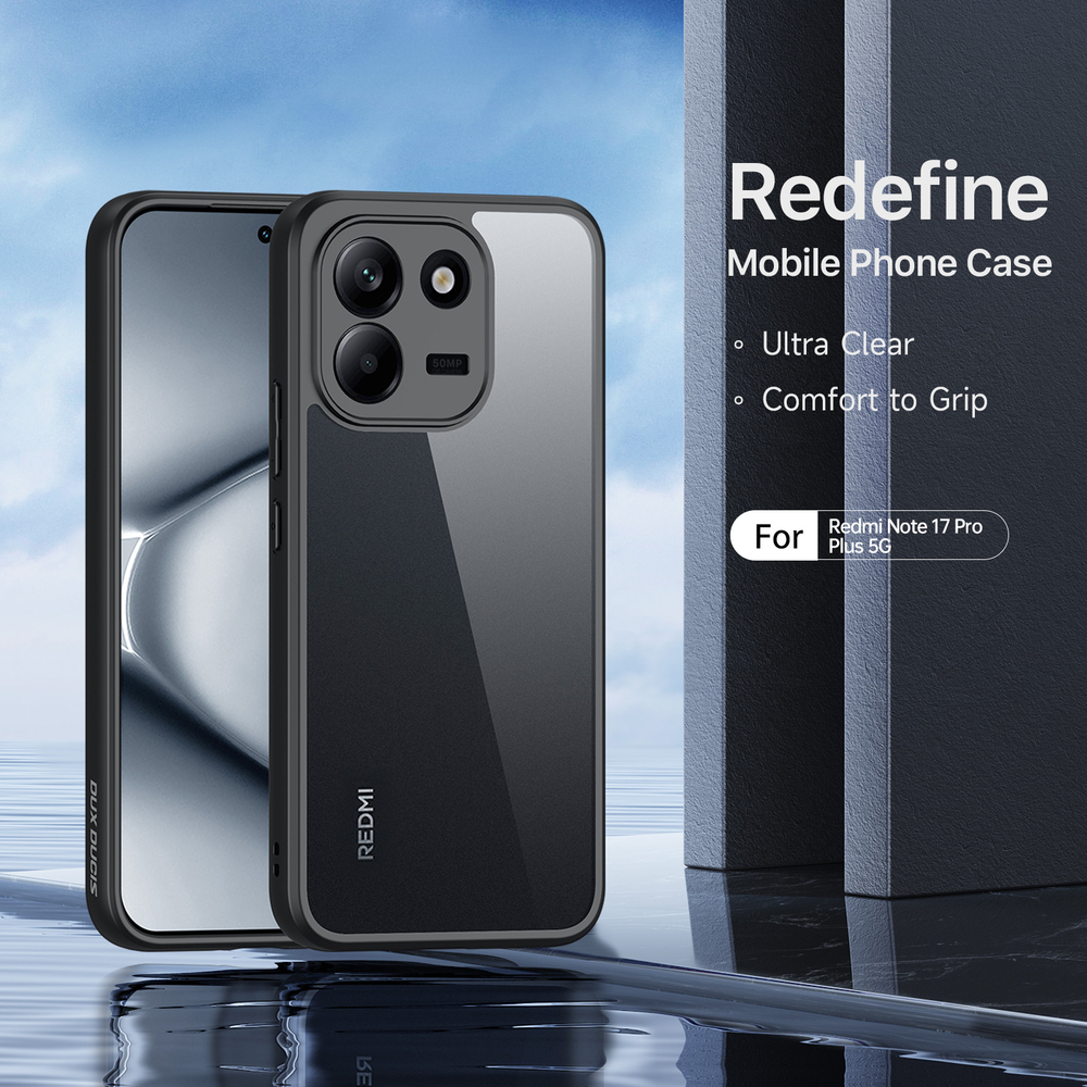 Чехол усиленный прозрачный с черными рамками для Xiaomi Redmi Note 17 Pro+ Plus 5G, серия Aimo Series Case от Dux Ducis
