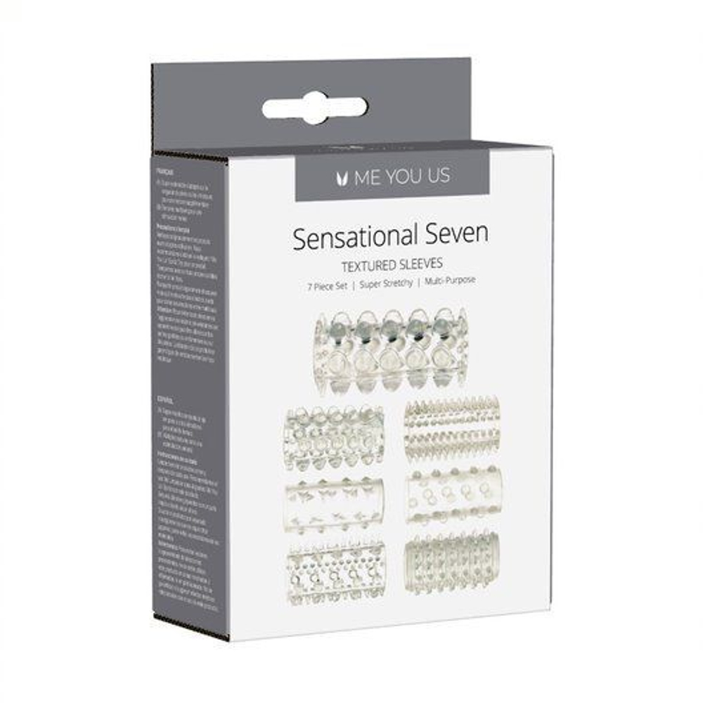 Набор из 7 прозрачных насадок Sensual Seven Textured Sleeves (Цвет: прозрачный)