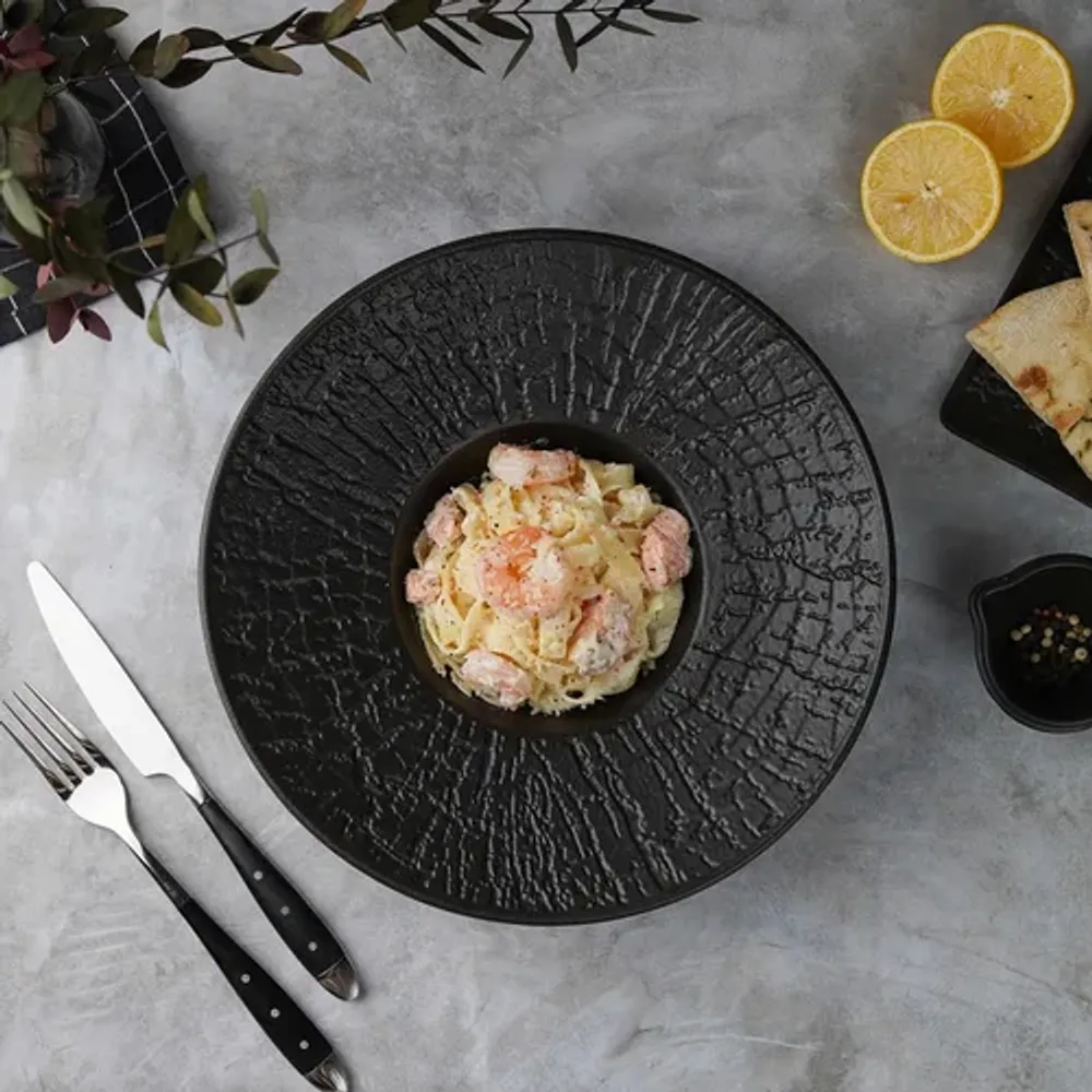 Тарелка глубокая 250 мл d 27 см h6,3 см для пасты, для супа Black Raw Wood P.L. Proff Cuisine [4]