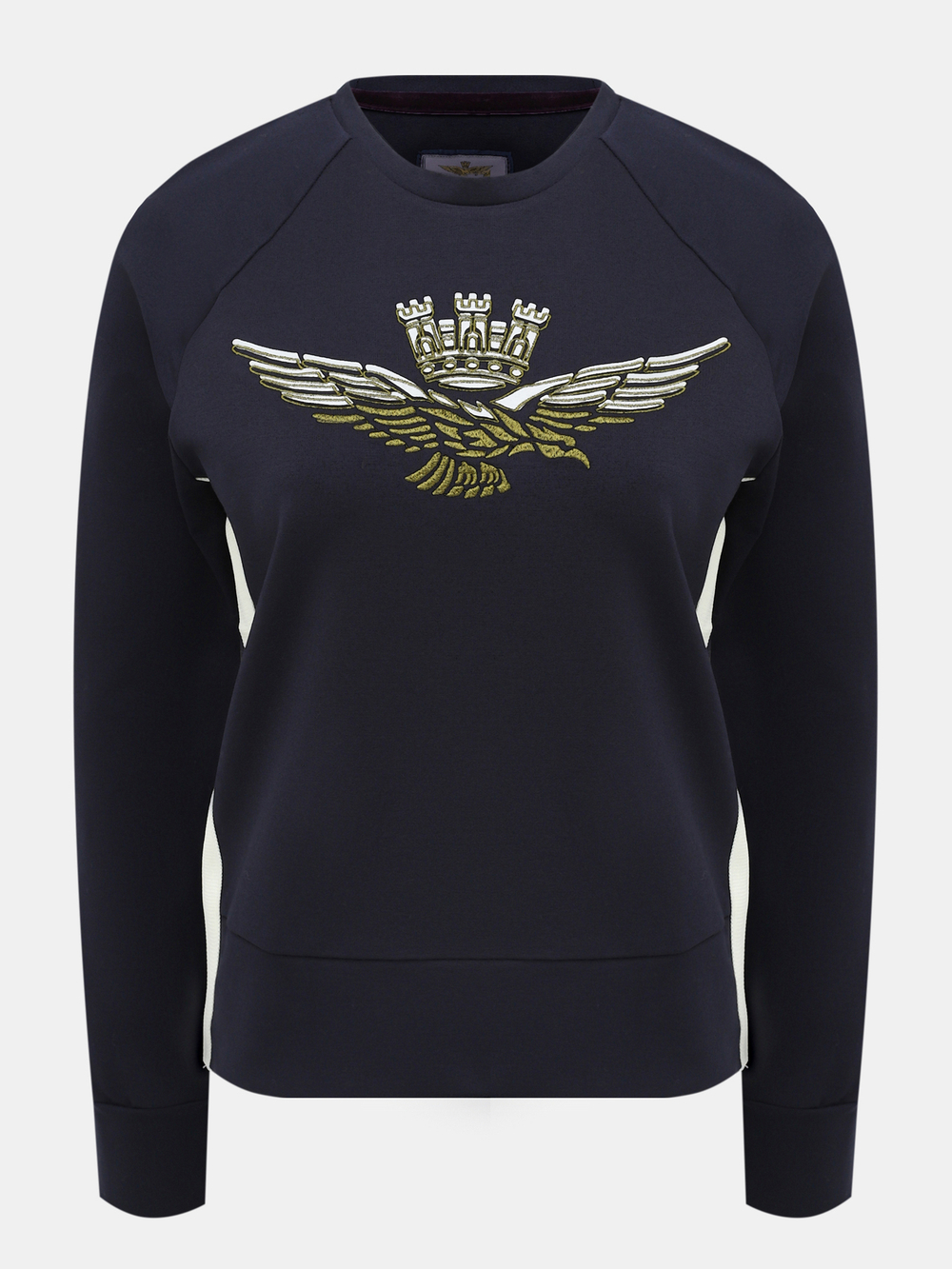 Свитшот жен. AERONAUTICA 1831 синий лампасы хаки