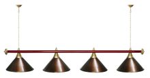 Лампа STARTBILLIARDS 4 пл. (плафоны антик медь,штанга зеленая,фурнитура золото)