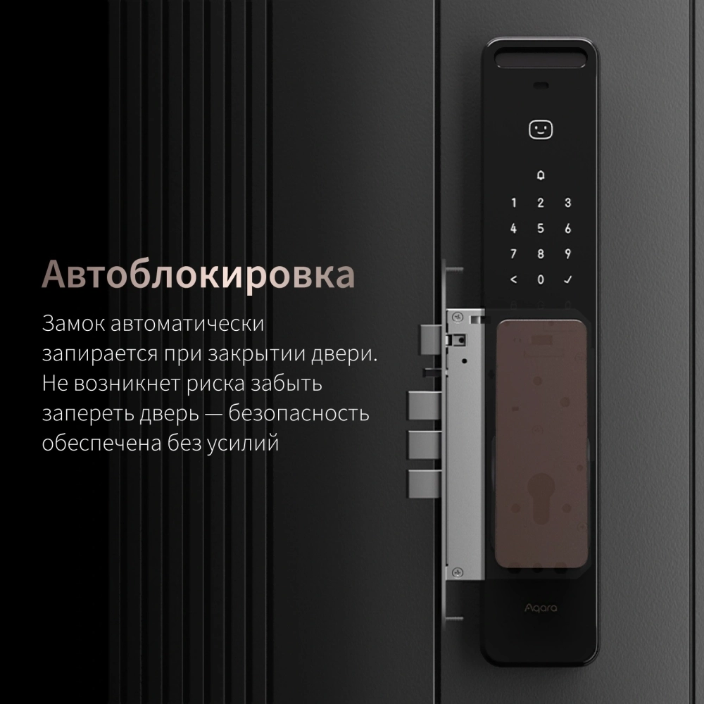 Умный замок Aqara ML-D01D врезной разбл.отпеч.паль./код/пар/NFC/прил/мех.кл 5000mAh бронзовый/черный