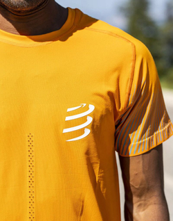 Мужская теннисная футболка Compressport Performance SS Tshirt - autumn glory/hawaiian ocean
