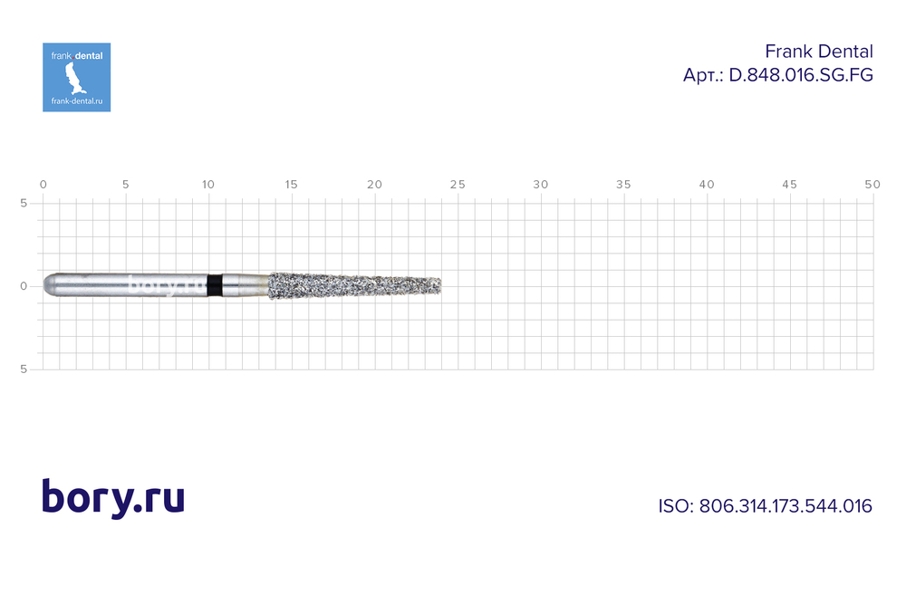 Бор алмазный черный Frank Dental типа FG - D.848.016.SG.FG
