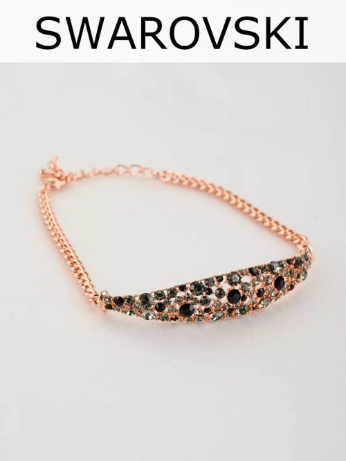 Браслет Россыпь из серо-черных камней Swarovski