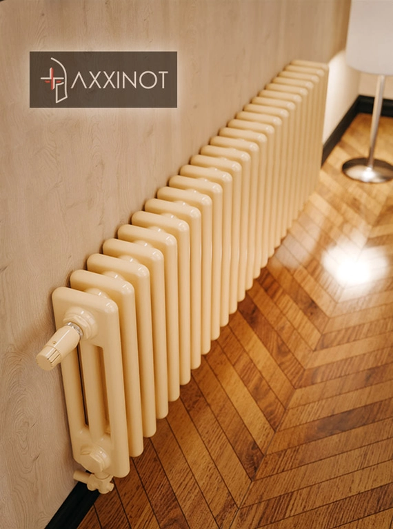 Axxinot Sentir 3030 - трехтрубный трубчатый радиатор высотой 300 мм, нижнее подключение с термовентилем, палитра RAL