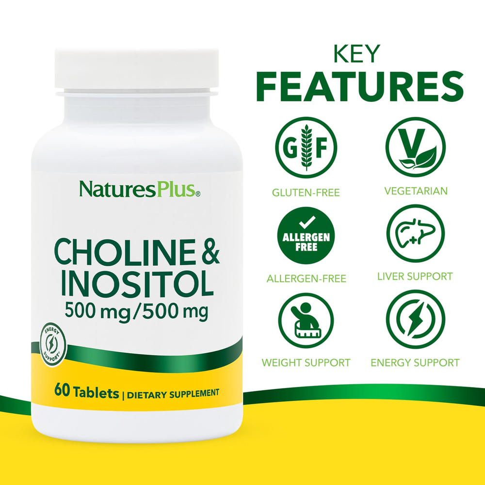 NaturesPlus, Холин и инозитол, 60 таблеток