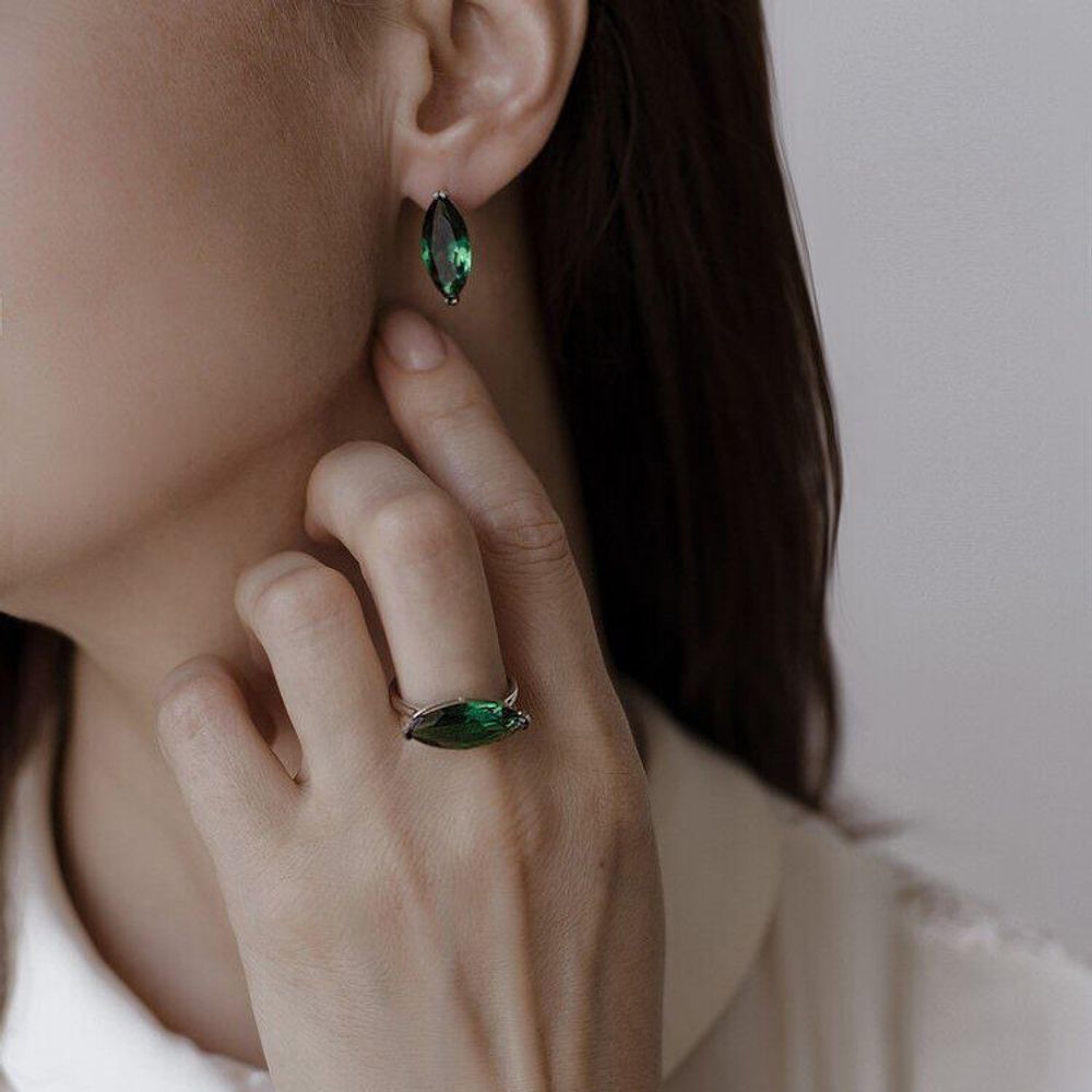 Серьги с наноситалом из серебра 925. Английский замок.