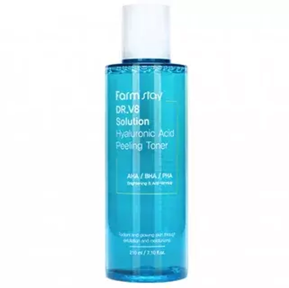 Пилинг-тонер с комплексом кислот FarmStay Dr.V8 Solution Hyaluronic Acid Peeling Toner