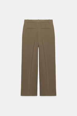 ZARA БРЮКИ ПРЯМОГО КРОЯ С ЗАЩИПАМИ, СЕРОВАТО-КОРИЧНЕВЫЙ