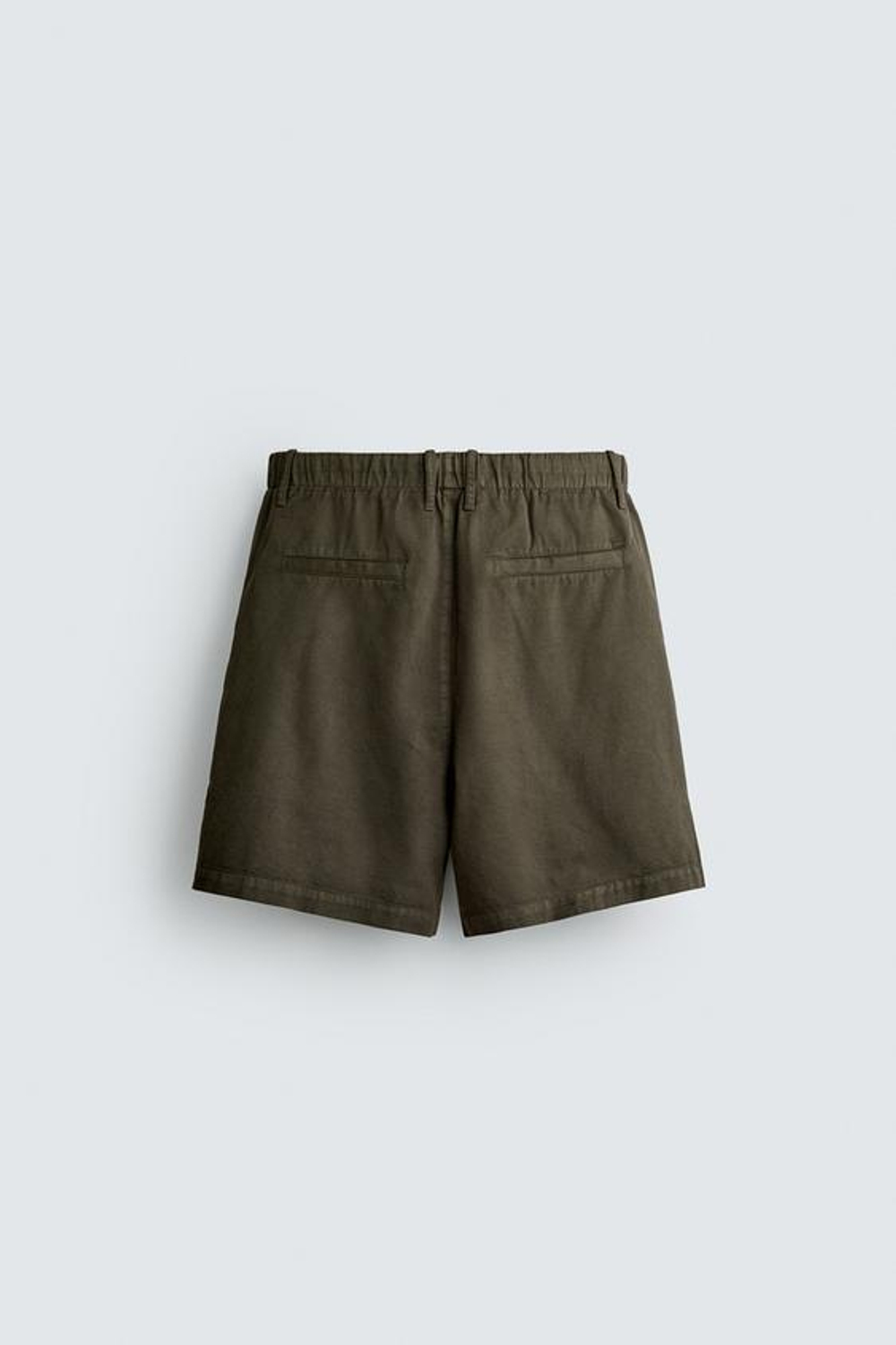 ZARA ШОРТЫ REGULAR FIT ИЗ ХЛОПКА И ЛИОЦЕЛЛА, ТЕМНЫЙ ХАКИ