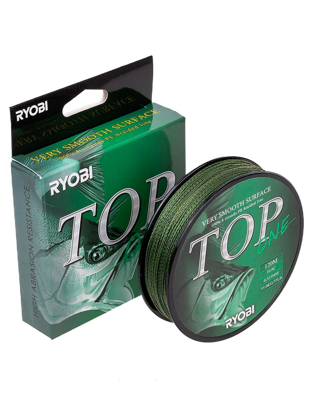 Шнур плетеный для рыбалки Ryobi TOP PE4X-120M Dark green 0.6/d-0.128mm