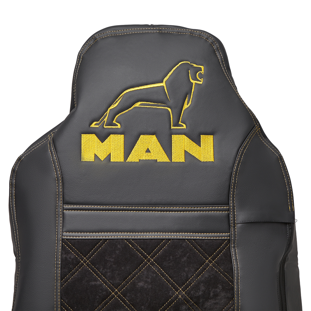Чехлы MAN TGA (экокожа, желтая строчка)