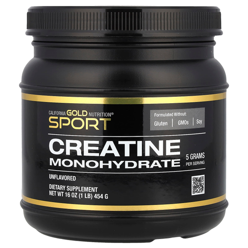 California Gold Nutrition, Sport, чистый моногидрат креатина, с нейтральным вкусом, 454 г (1 фунт)
