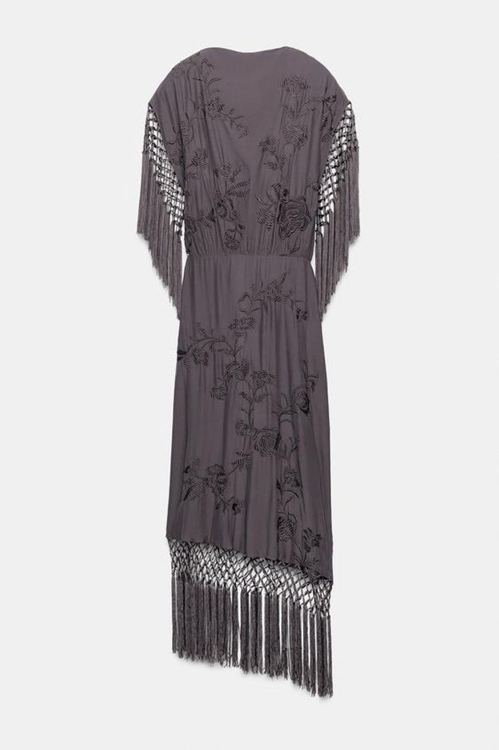 ZARA ПЛАТЬЕ С ВЫШИВКОЙ И БАХРОМОЙ — ZW COLLECTION, СИРЕНЕВЫЙ