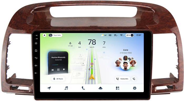 Магнитола для Toyota Camry 30 2001-2006 (рамка дерево 1) - Teyes CC4L-DTS монитор 9" IPS, Android 14, Быстрая, Snapdragon 662, CarPlay, 4G SIM-слот