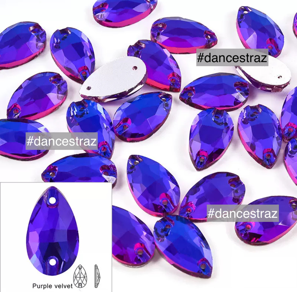 Стразы пришивные, Teardrop, Purple Velvet, A3-P60, 17*28mm, (12 ea/pkg), (F2)