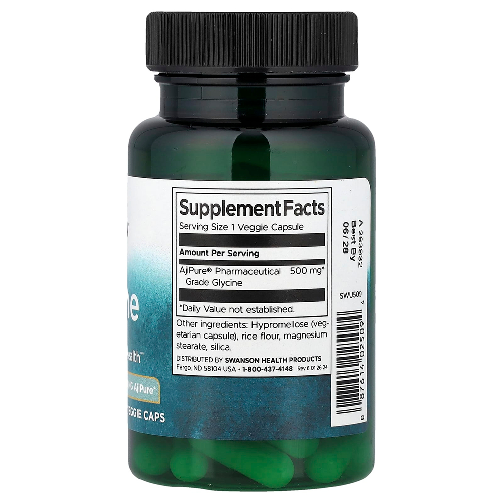 Swanson Vitamins, Глицин, 500 мг, 60 растительных капсул