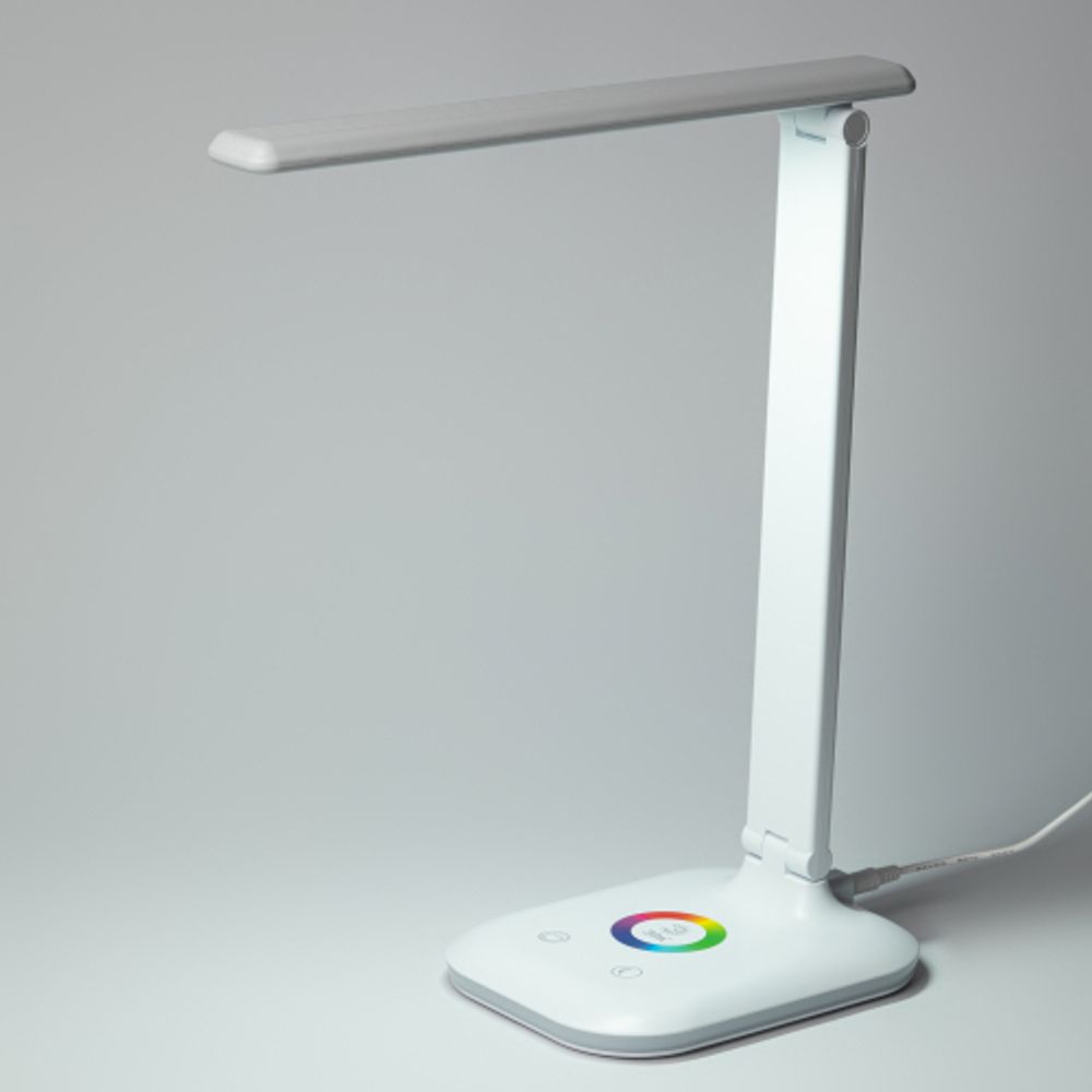 Настольный светильник ЭРА NLED-502-11W-W светодиодный с RGB ночником белый | Светодиодные настольные лампы