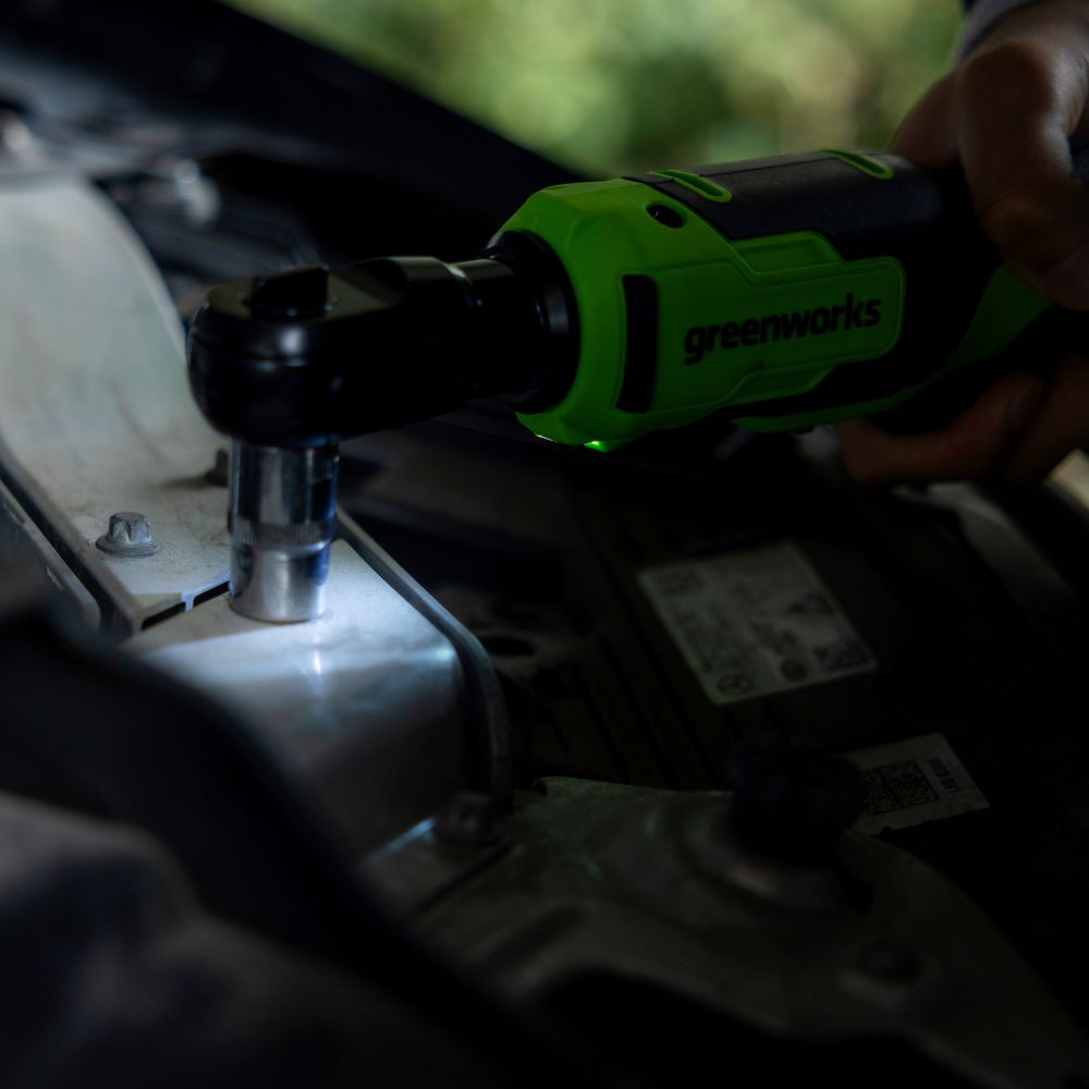Гайковерт-трещотка акк. Greenworks GD24RW, 24V,б/щет,0-250об/мин, 1/2", 80Нм, 70 мм, без АКБ и ЗУ, сумка (3804007)