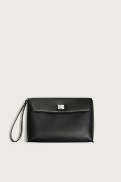 ZARA СУМКА-КОНВЕРТ С МЕТАЛЛИЧЕСКОЙ ЗАСТЕЖКОЙ, ЧЕРНЫЙ