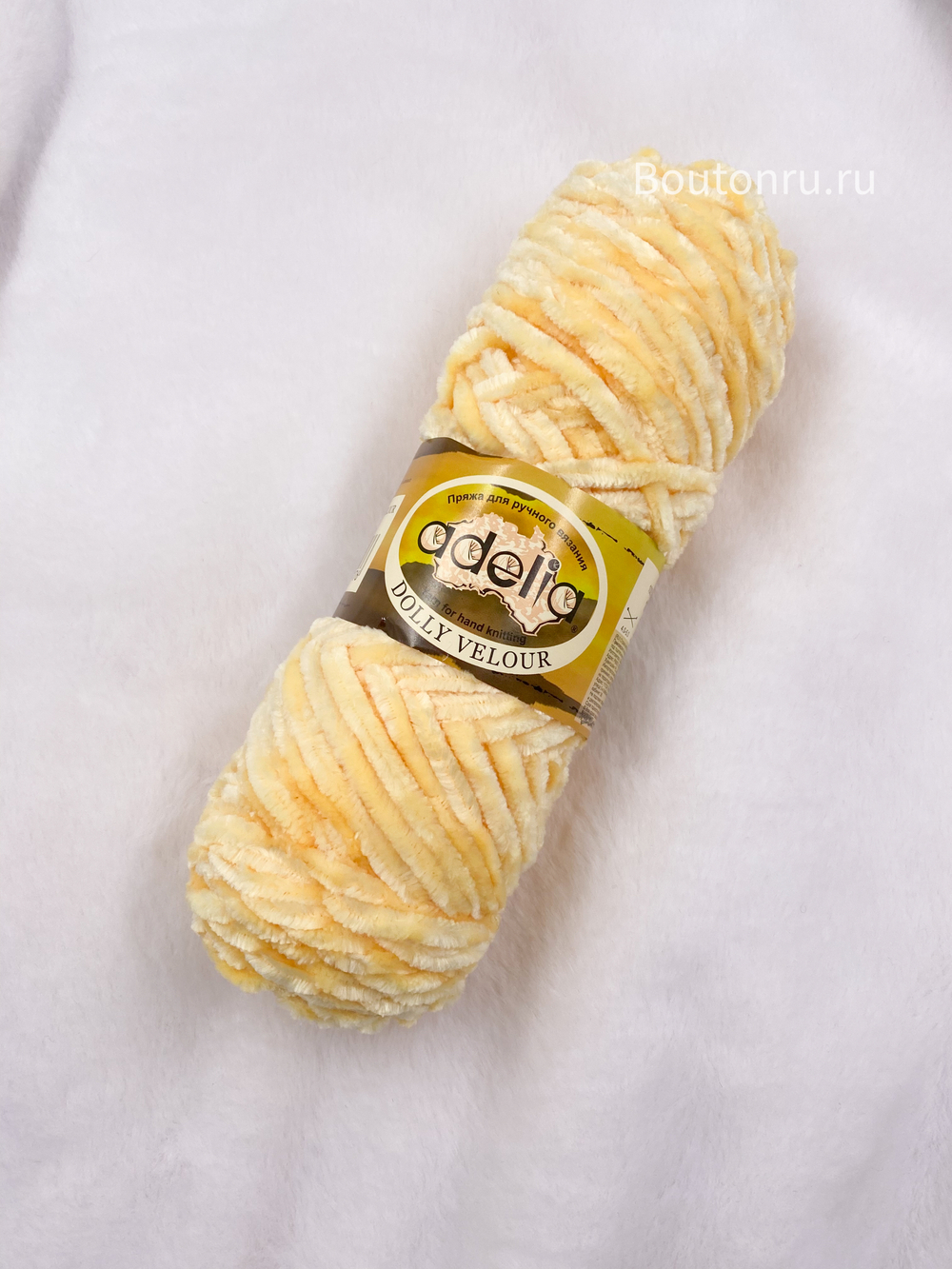 Пряжа ADELIA "ДОЛЛИ ВЕЛЮР" / "DOLLY VELOUR" 100% микрополиэстер 100 г 93 м ± 6 м №08 св. жёлтый