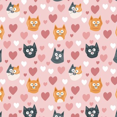 Коты и сердечки