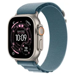 Часы Apple Watch Ultra 3, 2025, 49 мм, титан натурального цвета, ремешок Alpine голубого цвета