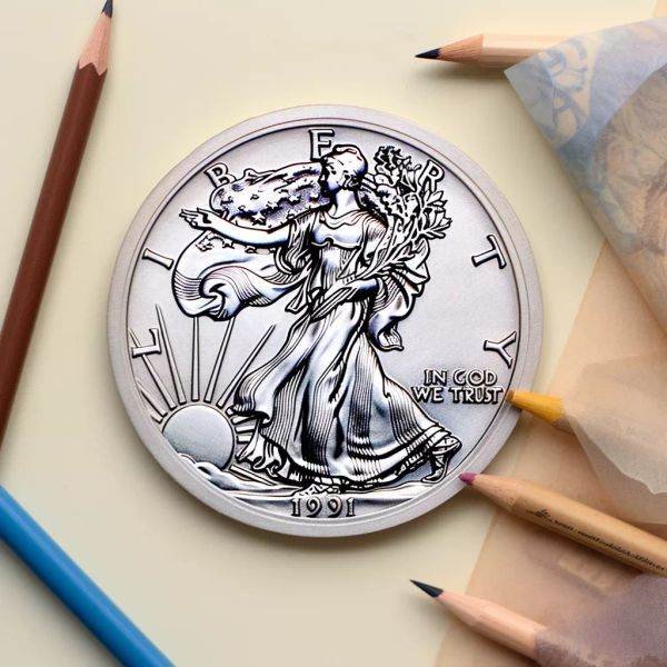 Монеты Шагающая свобода США Walking Liberty. 50 центов и 1 доллар.