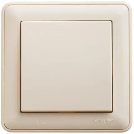 W59 AQUA 1-клавишный ПЕРЕКЛЮЧАТЕЛЬ, IP44, сх.6, 10АХ, в сборе, СЛОНОВАЯ КОСТЬ
