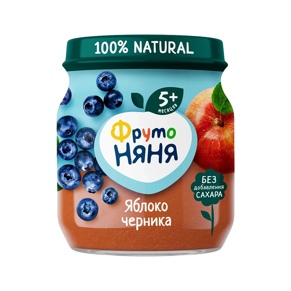 Фрутоняня пюре фруктовое Яблоко черника 100г с 5 месяцев