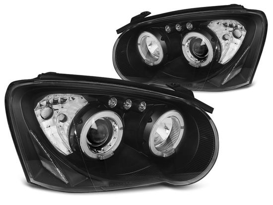 Передние фары angel eyes black для Subaru Impreza II GD 03-05