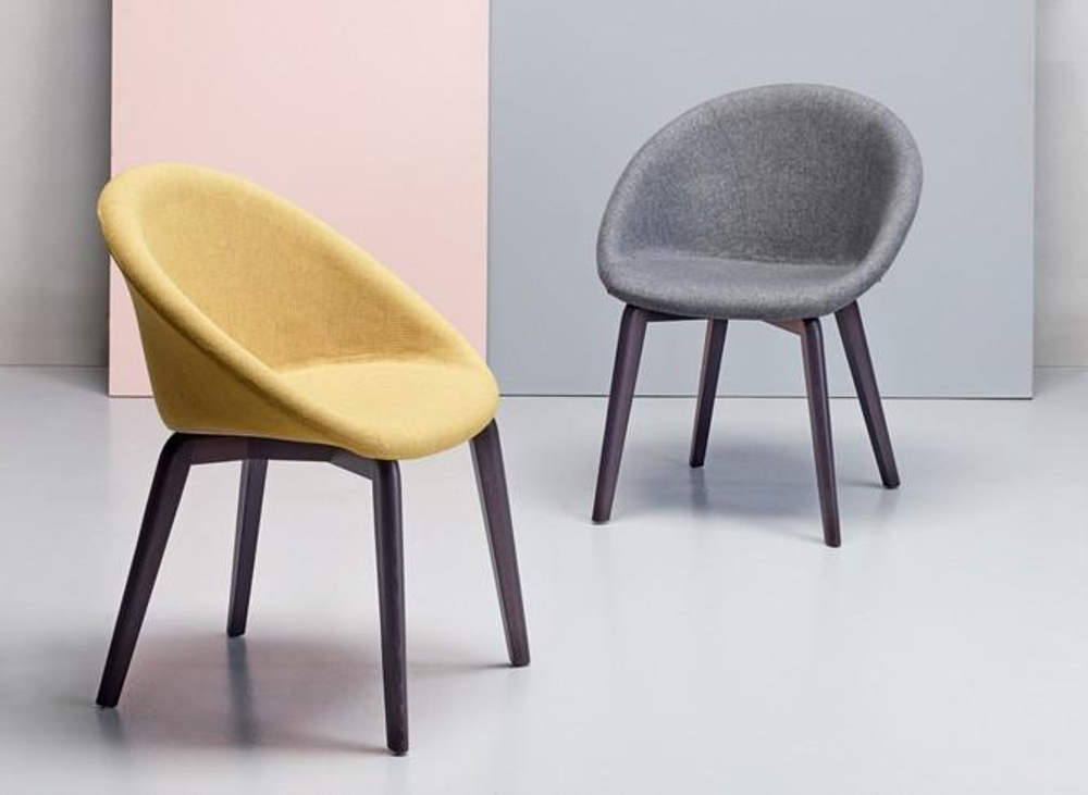 Кресло с обивкой Scab Design Natural Giulia Pop, натуральный бук, желтый