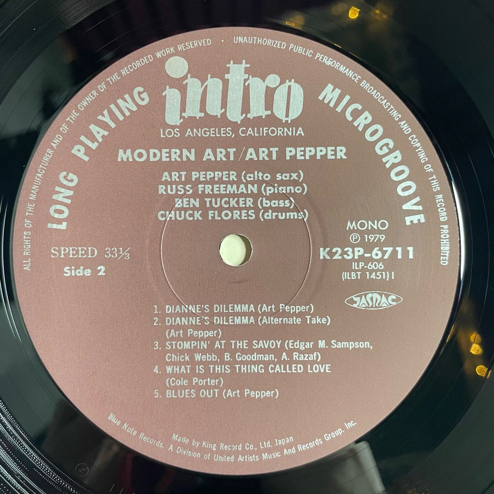 Винтажная виниловая пластинка LP Art Pepper Quartet Modern Art (Japan 1979) (Obi)