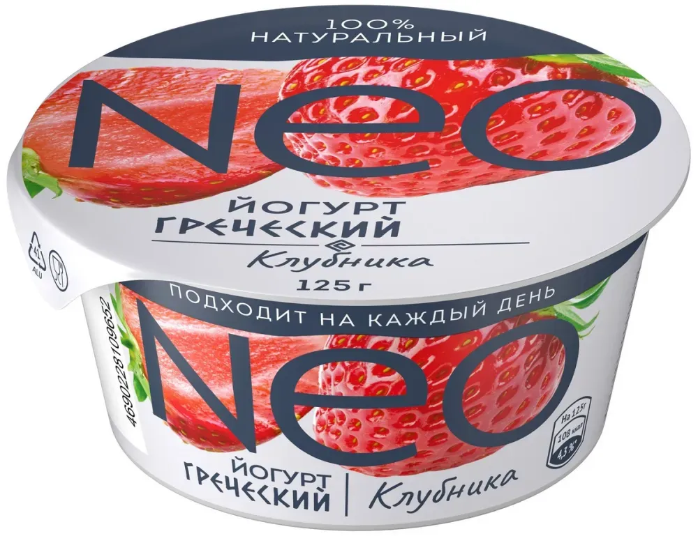 НЕО Йогурт фруктовый Греческий Клубника 1.7% 125г