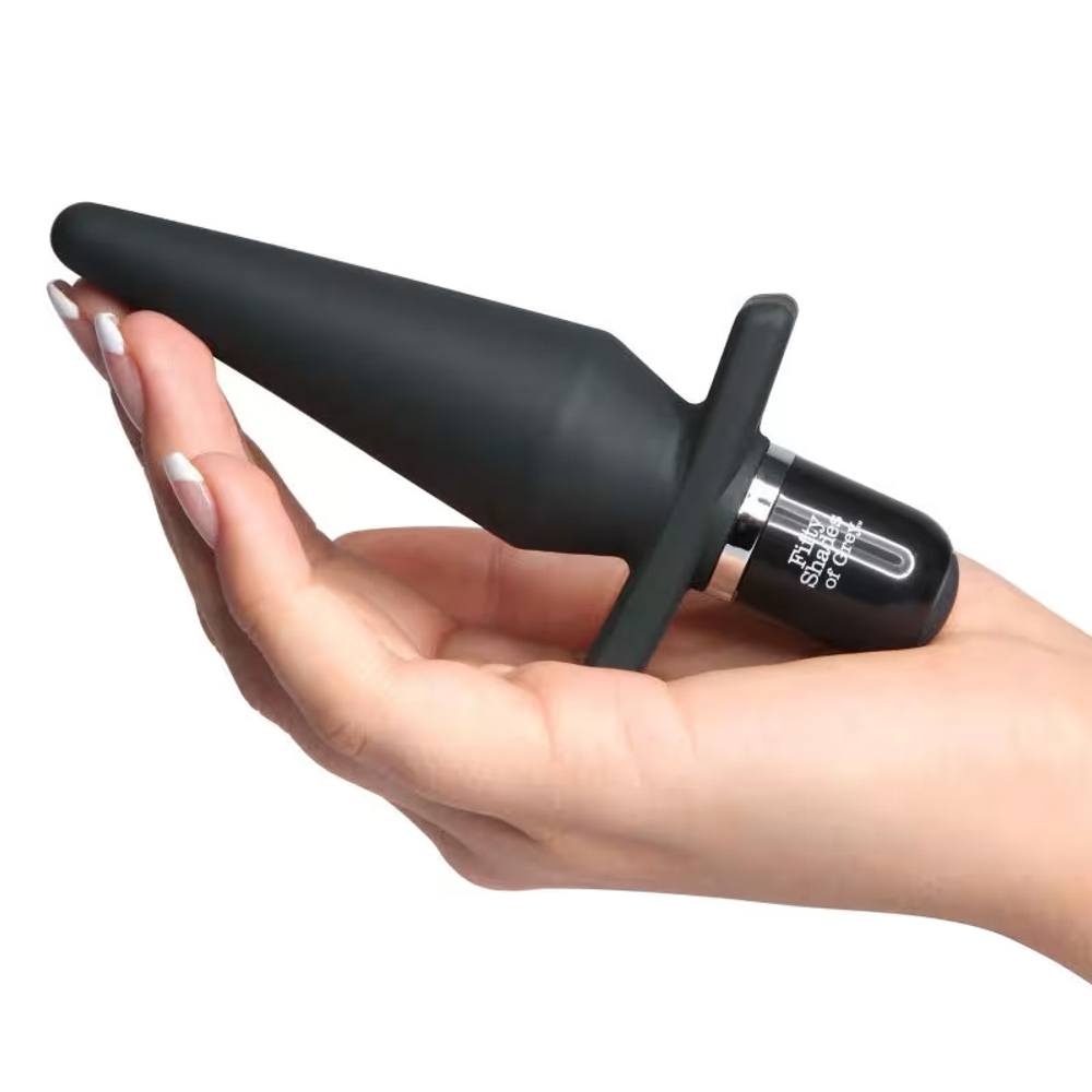 Черная анальная вибровтулка 14см Fifty Shades of Grey Delicious Fullness Vibrating Silicone Butt Plug Black