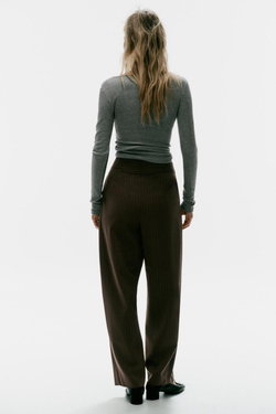ZARA БРЮКИ BALLOON С ЗАЩИПАМИ, ЗЕЛЕНОВАТЫЙ