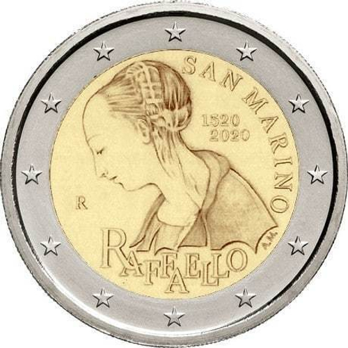 2 Евро 500 лет со дня смерти Рафаэля Санти 2020 г. Сан Марино. В буклете