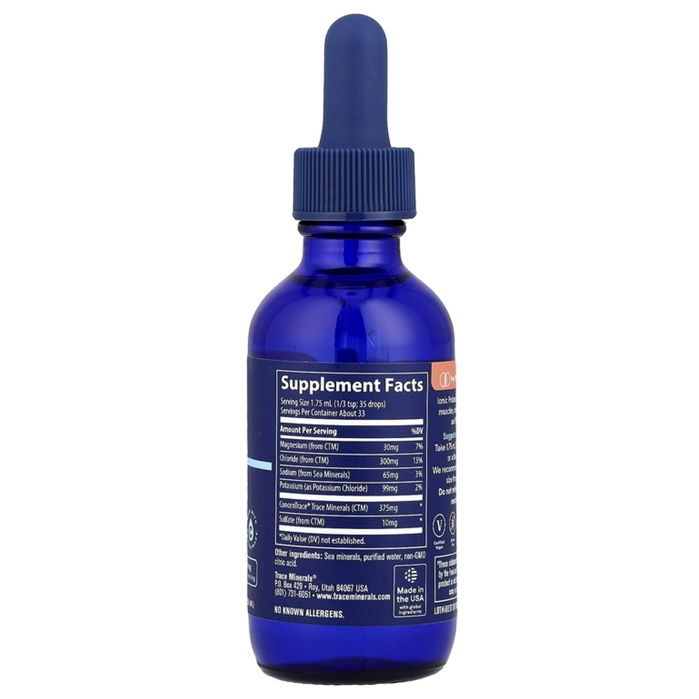 Trace Minerals liquid Ionic Potassium 99mg 59 ml , Калий 