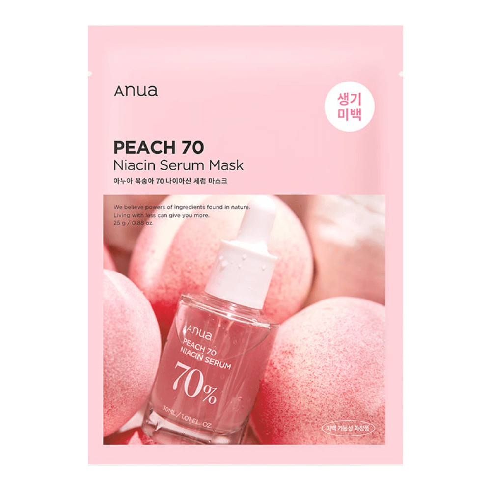 Anua Peach 70% Niacin Serum Mask тканевая маска для сияния кожи лица с персиком и ниацинамидом