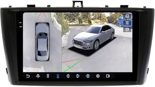 Магнитола для Toyota Avensis T270 2008-2015 (рамка черная) - FarCar BX9-360-8010B монитор 9.5" 2K QLED на Android 13, Быстрая, CarPlay, 4G SIM-слот, 4 камеры в комплекте